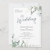 Eenvoudige Greenery Script Typografie QR Code Wedd Kaart (Voorkant)