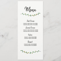Eenvoudige Greenery Wedding-menukaart
