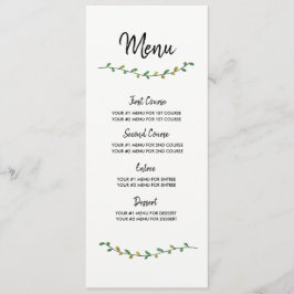 Eenvoudige Greenery Wedding-menukaart Menu