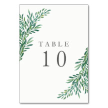 Eenvoudige Greenery Wedding Table Number Card