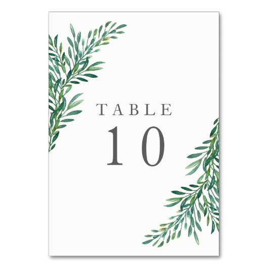 Eenvoudige Greenery Wedding Table Number Card Kaart (Voorkant)