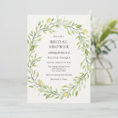 Eenvoudige Greenery Wreath Bridal Shower Invitatio Kaart (Staand voorkant)