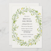 Eenvoudige Greenery Wreath Bridal Shower Invitatio Kaart (Voorkant / Achterkant)