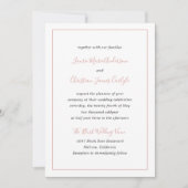 Eenvoudige grens Formele Blush Roze Elegante Bruil Kaart (Voorkant)