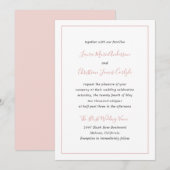 Eenvoudige grens Formele Blush Roze Elegante Bruil Kaart (Voorkant / Achterkant)