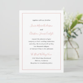Eenvoudige grens Formele Blush Roze Elegante Bruil Kaart