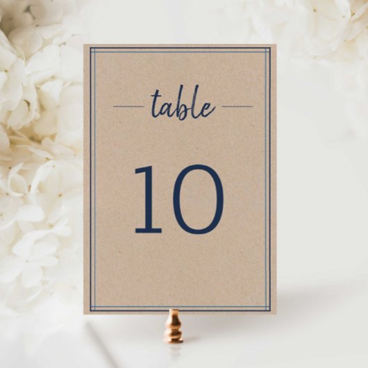 Eenvoudige grens Navy Kraft bruiloft Kaart