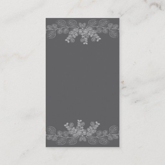 Eenvoudige Grey Line Art Eucalyptus bruiloft recep Informatiekaartje (Achterkant)