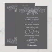 Eenvoudige Grey Line Art Eucalyptus bruiloft uitno Kaart (Voorkant / Achterkant)