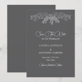 Eenvoudige Grey Line Art Eucalyptus Save The Date (Voorkant / Achterkant)