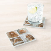 Eenvoudige Grid Collage 4 Vier Foto's Glazen Onderzetter (Schuin)