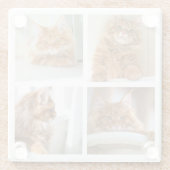 Eenvoudige Grid Collage 4 Vier Foto's Glazen Onderzetter (Achterkant)