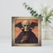 Eenvoudige griezelige  Dracula Halloween Kaart (Staand voorkant)