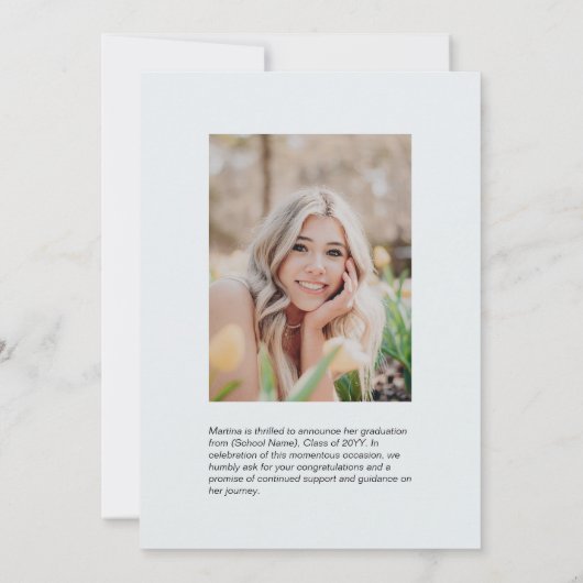 Eenvoudige Grijs Afstuderen Fotoaankondiging Aankondiging (Achterkant)