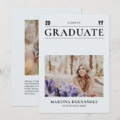 Eenvoudige Grijs Afstuderen Fotoaankondiging Aankondiging (Voorkant / Achterkant)