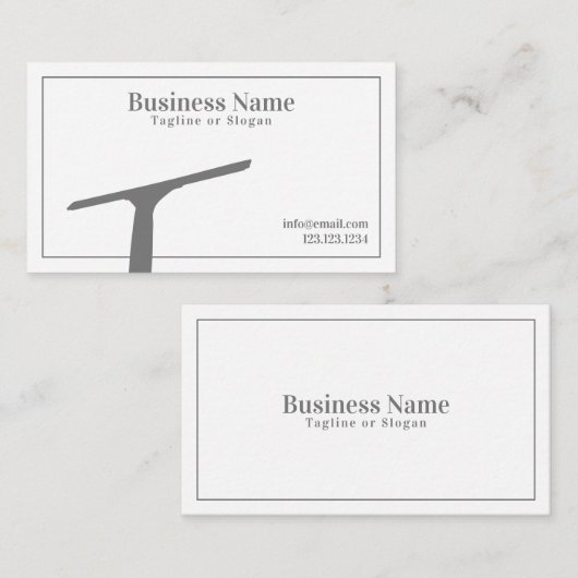 Eenvoudige Grijs en Wit Squeegee Raamreiniging Visitekaartje (Voorkant / Achterkant)