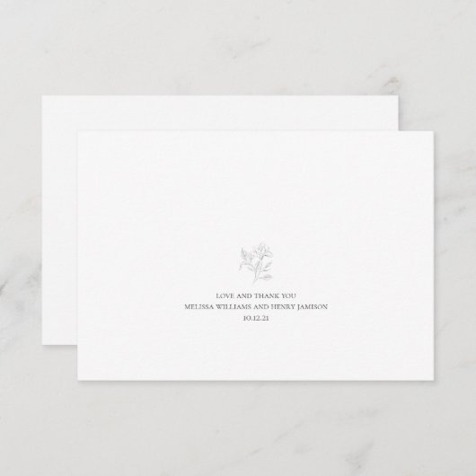 Eenvoudige Grijs en Witte Bloemen Huwelijk Bedankkaart (Voorkant / Achterkant)