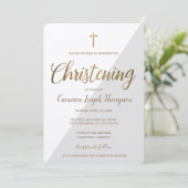 Eenvoudige Grijs Wit Goud Kruis Virtuele doop Kaart (Staand voorkant)