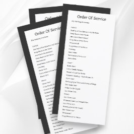 Eenvoudige Grijs Wit Orde van de Dienst Bruiloft K Kaart