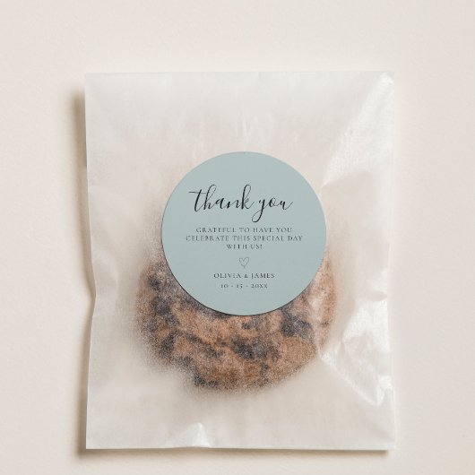 Eenvoudige grijsgroene minimalistische bruiloft Da Ronde Sticker