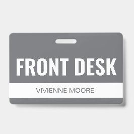 Eenvoudige grijze aangepaste hotelreceptie medewer badge