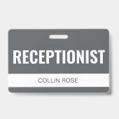 Eenvoudige grijze aangepaste hotelreceptioniste pe badge (Voorzijde)