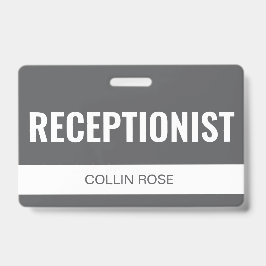 Eenvoudige grijze aangepaste hotelreceptioniste pe badge