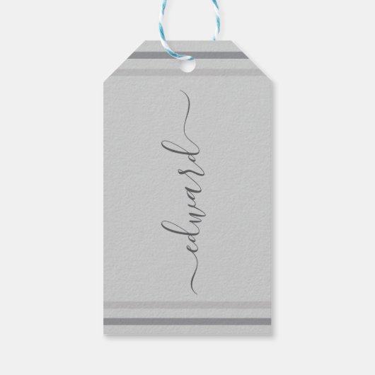 Eenvoudige grijze aangepaste naam cadeaulabel (Achterkant)