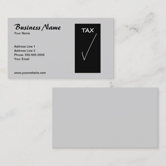 Eenvoudige grijze belastingadviseur visitekaartje (Voorkant / Achterkant)