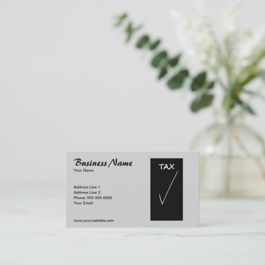 Eenvoudige grijze belastingadviseur visitekaartje (Staand voorkant)