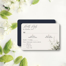 Eenvoudige grijze botanische RSVP-kaart met maalti RSVP Kaartje