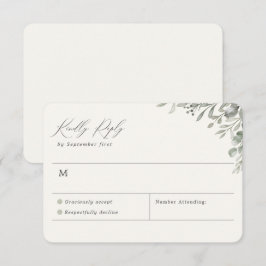 Eenvoudige grijze botanische RSVP-kaart RSVP Kaartje