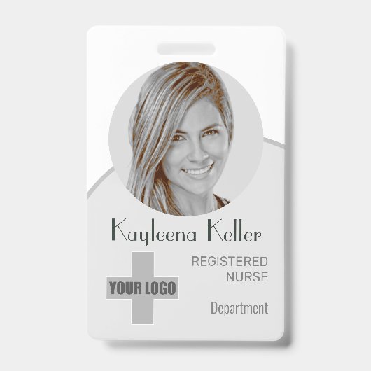 Eenvoudige grijze cirkel foto logo barcode ID-code Badge (Voorzijde)