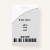 Eenvoudige grijze cirkel Foto Logo-streepjescode-I Badge (Achterkant)