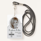 Eenvoudige grijze cirkel Foto Logo-streepjescode-I Badge (Voorkant met draagriem)