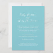 Eenvoudige grijze duif met aqua blauw lint bruilof kaart (Achterkant)