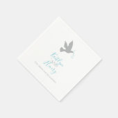 Eenvoudige grijze duif met aqua blauwe linten brui servet (Hoek)