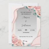 Eenvoudige grijze en roze bruiloft uitnodiging (Voorkant)