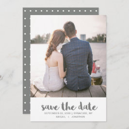 Eenvoudige grijze en witte pooldots Foto Save The Date