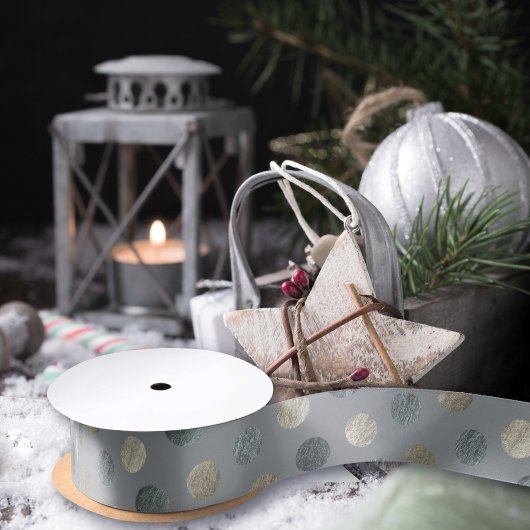 Eenvoudige grijze en zilverpokkendots Modern & Ele Satijnen Lint