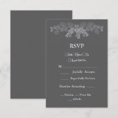 Eenvoudige Grijze Eucalyptus Line Art Wedding RSVP Kaartje (Voorkant / Achterkant)