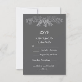 Eenvoudige Grijze Eucalyptus Line Art Wedding RSVP Kaartje