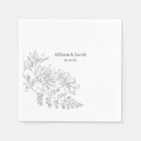 Eenvoudige grijze Floral Line Tekening