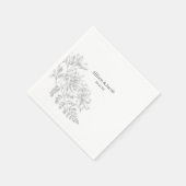 Eenvoudige grijze Floral Line Tekening Servet (Hoek)