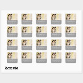 Eenvoudige grijze foto Save the Date Wedding Stick Vierkante Sticker (Vel)