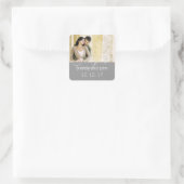 Eenvoudige grijze foto Save the Date Wedding Stick Vierkante Sticker (Tas)