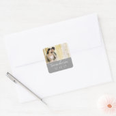 Eenvoudige grijze foto Save the Date Wedding Stick Vierkante Sticker (Envelop)