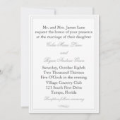 Eenvoudige grijze grens bruiloft uitnodiging (Voorkant)