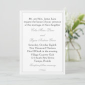 Eenvoudige grijze grens bruiloft uitnodiging (Staand voorkant)