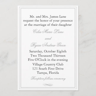 Eenvoudige grijze grens bruiloft uitnodiging